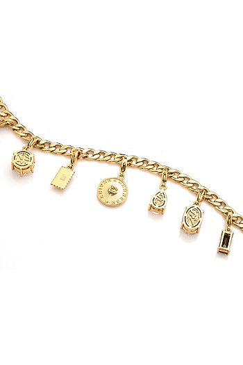 Gold Plated Morning Star Stone Enameled Charm Bracelet