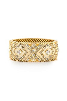 Gold Plated Morning Star Stone Openable Bangle