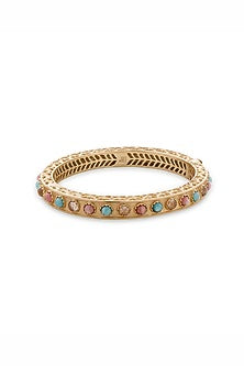 Gold Plated Amazonite Statement Bangle