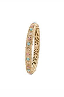 Gold Plated Amazonite Statement Bangle