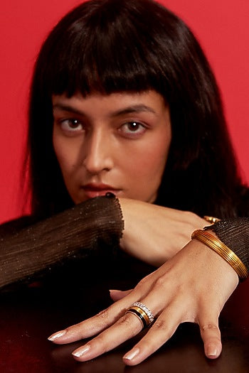Gold Plated Statement Glided Bangle