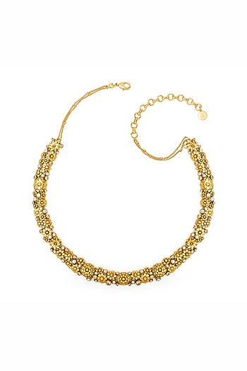 Gold Plated Morning Star Stone Opaline Choker Necklace