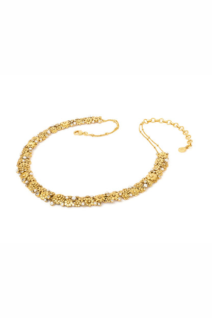 Gold Plated Morning Star Stone Opaline Choker Necklace