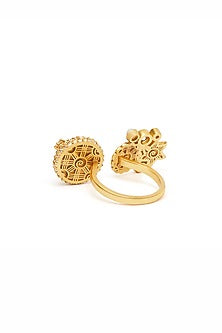 Gold Plated Morning Star & Pastel Plum Stone Opaline Ring
