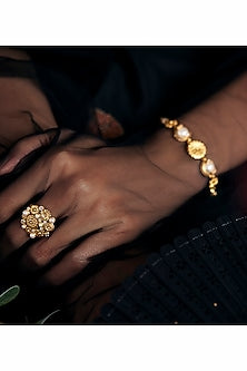 Gold Plated Morning Star & Pastel Plum Stone Opaline Ring