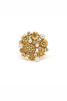 Gold Plated Morning Star & Pastel Plum Stone Opaline Ring