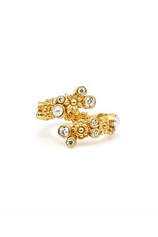 Gold Plated Morning Star & Pastel Plum Stone Opaline Ring