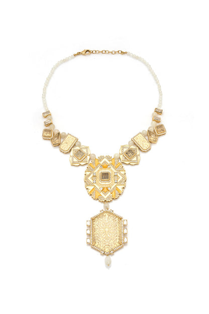 Gold Plated Enameled Statement Necklace