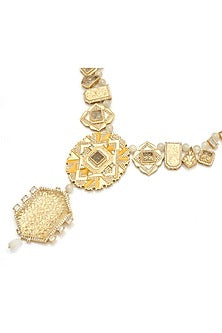 Gold Plated Enameled Statement Necklace