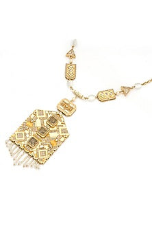 Gold Plated Enameled Angular Necklace
