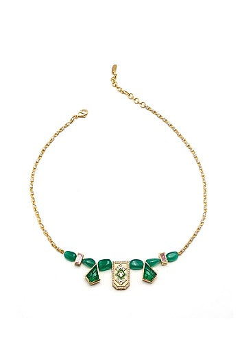 Gold Plated Rumeli Dainty Enameled Necklace