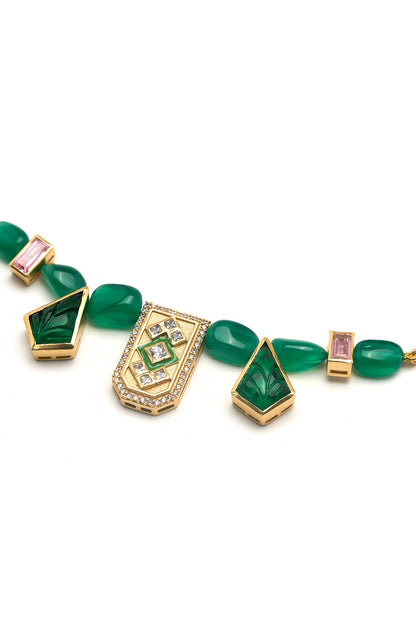 Gold Plated Rumeli Dainty Enameled Necklace