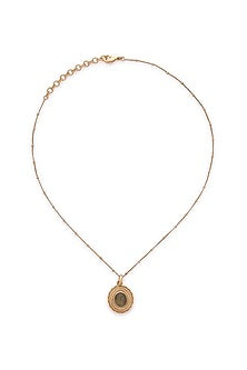 Gold Plated Green Jade Stone Sleek Necklace