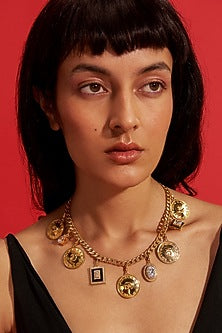 Gold Plated Enameled Choker Necklace