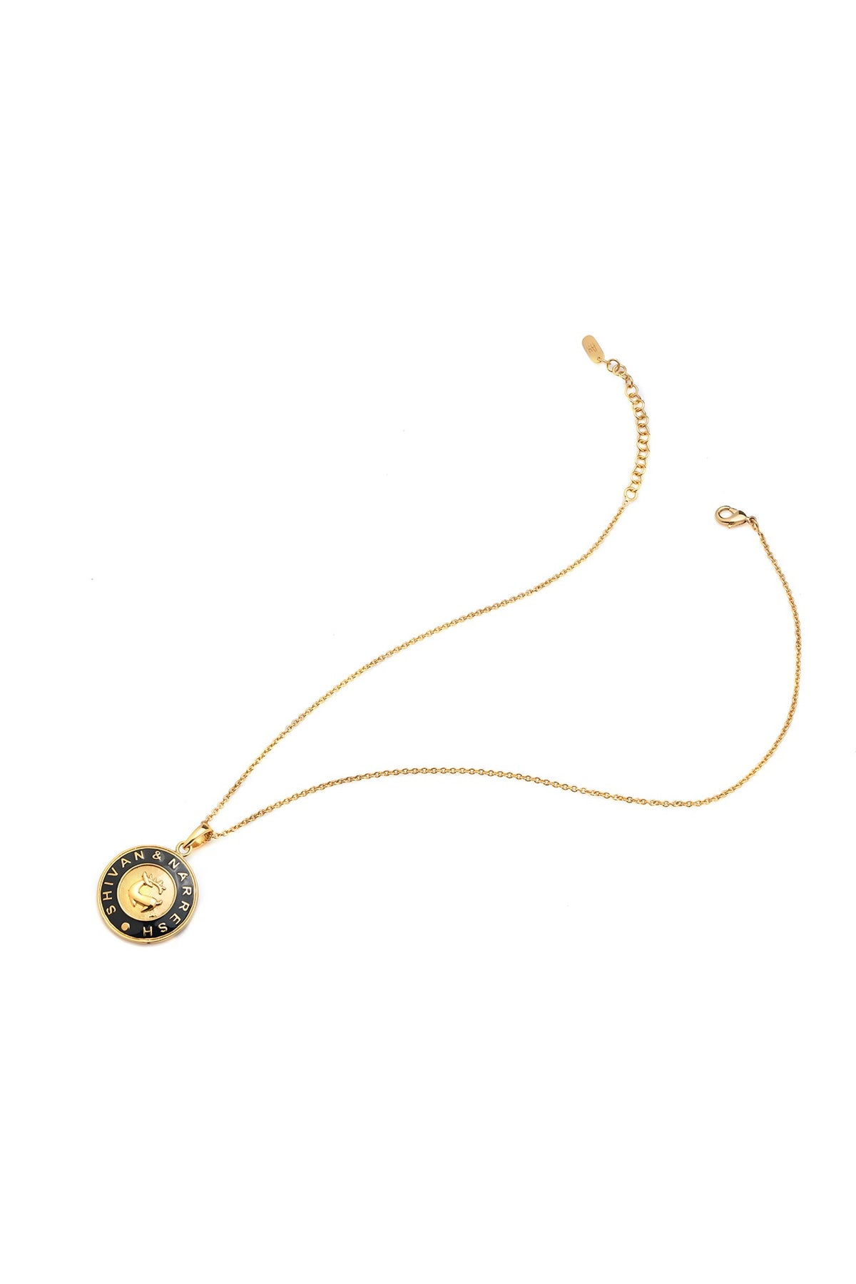 Gold Plated Enameled Pendant Necklace