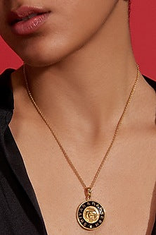 Gold Plated Enameled Pendant Necklace