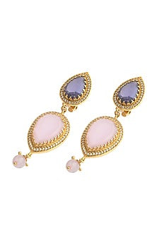 Gold Plated 30 Carat Morning Star Stone Pair Of Dangler Earrings