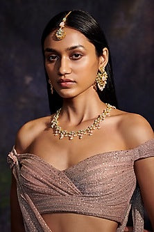 Gold Plated 43 Carat Multi-Colored Stone & Kundan Polki Pair of Dangler Earrings