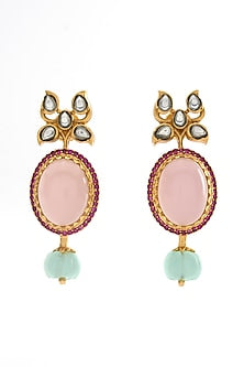 Gold Plated Kundan Polki Dangler Earrings