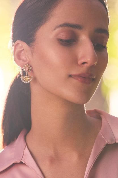 Gold Plated Kundan Polki Dangler Earrings