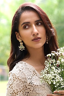 Gold Plated Kundan Polki Dangler Earrings