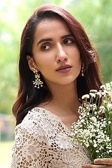 Gold Plated Kundan Polki Dangler Earrings