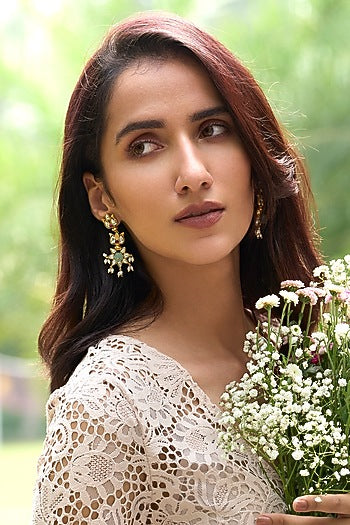 Gold Plated Kundan Polki Dangler Earrings
