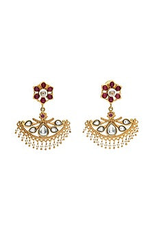 Gold Plated Kundan Polki Dangler Earrings