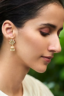 Gold Plated Kundan Polki Jhumka Earrings