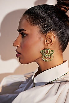 Gold Plated 17 Carat Multi-Colored Stone Dangler Earrings