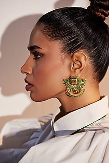 Gold Plated 17 Carat Multi-Colored Stone Dangler Earrings