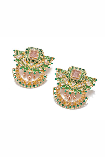 Gold Plated 17 Carat Multi-Colored Stone Dangler Earrings