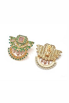 Gold Plated 17 Carat Multi-Colored Stone Dangler Earrings
