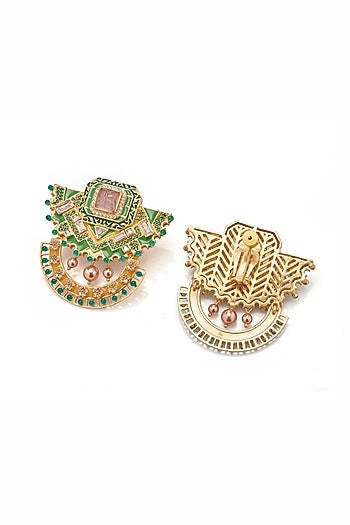 Gold Plated 17 Carat Multi-Colored Stone Dangler Earrings