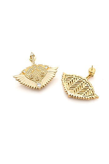 Gold Plated Morning Star Enameled Stud Earrings