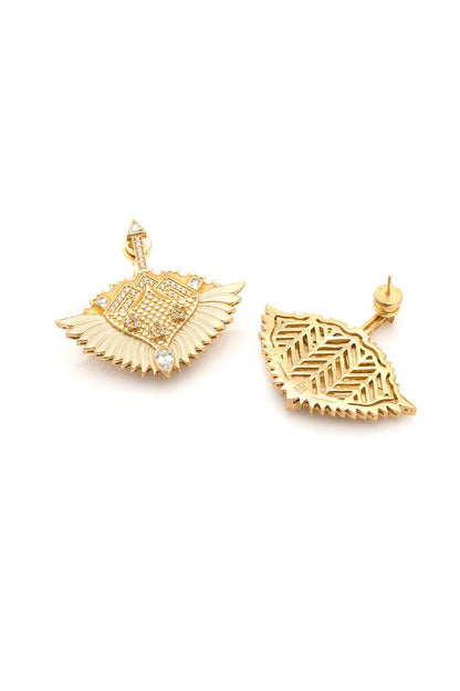 Gold Plated Morning Star Enameled Stud Earrings