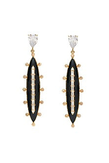 Gold Plated Morning Star & Champagne Stone Enameled Dangler Earrings