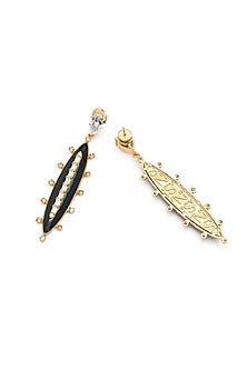 Gold Plated Morning Star & Champagne Stone Enameled Dangler Earrings