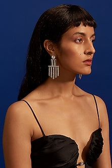 Gold Plated Morning Star Enameled Dangler Earrings
