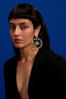 Gold Plated Morning Star Enameled Dangler Earrings