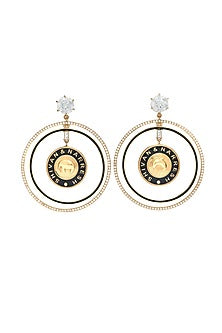Gold Plated Morning Star Enameled Dangler Earrings