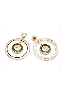 Gold Plated Morning Star Enameled Dangler Earrings