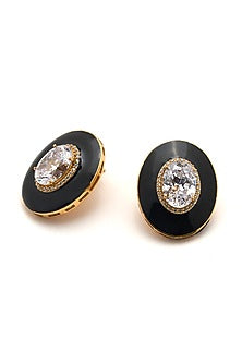 Gold Plated Morning Star Enameled Stud Earrings