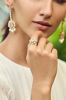 Gold Plated Kundan Polki Ring