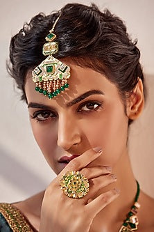 Gold Plated 5-Carat Star Stone Enameled Ring