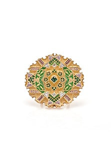 Gold Plated 5-Carat Star Stone Enameled Ring