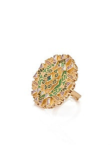 Gold Plated 5-Carat Star Stone Enameled Ring