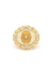 Gold Plated Morning Star Stone Enameled Ring