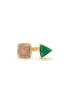Gold Plated Morning Star & Vintage Blush Stone Ring