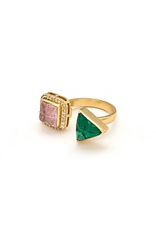 Gold Plated Morning Star & Vintage Blush Stone Ring
